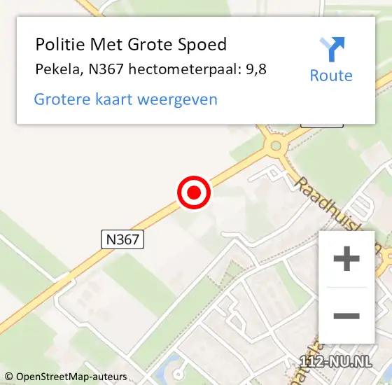 Locatie op kaart van de 112 melding: Politie Met Grote Spoed Naar Pekela, N367 hectometerpaal: 9,8 op 8 april 2025 07:21