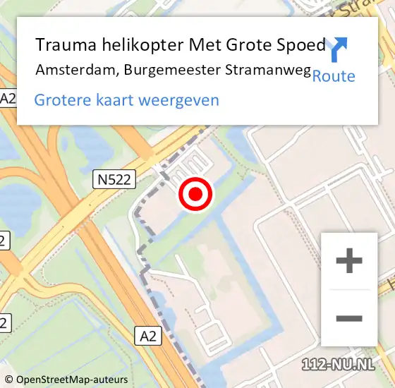 Locatie op kaart van de 112 melding: Trauma helikopter Met Grote Spoed Naar Amsterdam, Burgemeester Stramanweg op 8 april 2025 08:39
