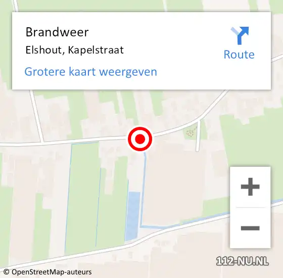 Locatie op kaart van de 112 melding: Brandweer Elshout, Kapelstraat op 20 oktober 2013 21:24