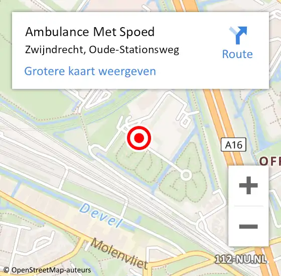 Locatie op kaart van de 112 melding: Ambulance Met Spoed Naar Zwijndrecht, Oude-Stationsweg op 8 april 2025 09:57