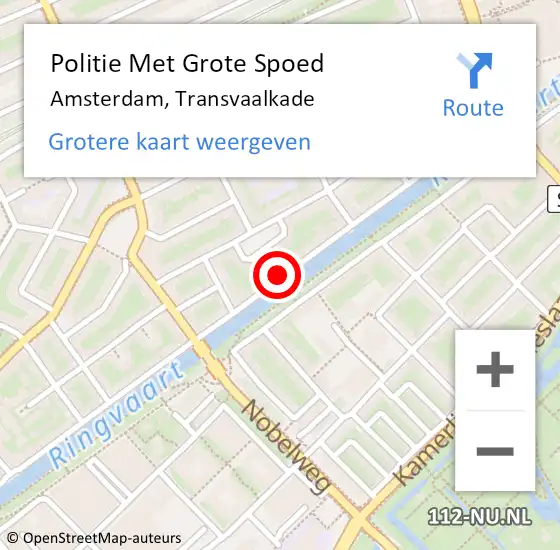 Locatie op kaart van de 112 melding: Politie Met Grote Spoed Naar Amsterdam, Transvaalkade op 8 april 2025 10:25