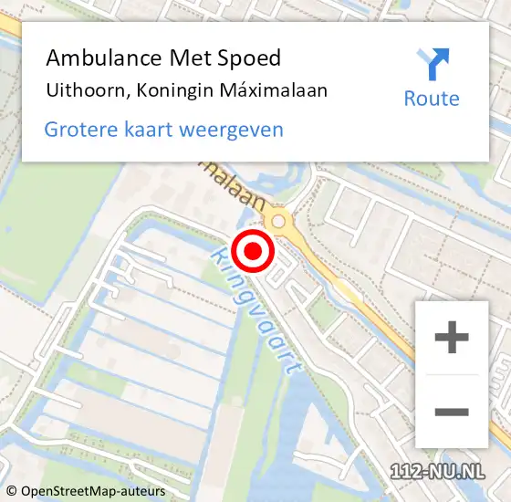 Locatie op kaart van de 112 melding: Ambulance Met Spoed Naar Uithoorn, Koningin Máximalaan op 8 april 2025 11:57