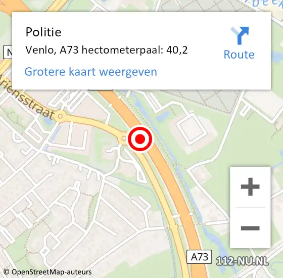 Locatie op kaart van de 112 melding: Politie Venlo, A73 hectometerpaal: 40,2 op 8 april 2025 13:03