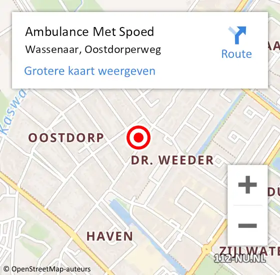 Locatie op kaart van de 112 melding: Ambulance Met Spoed Naar Wassenaar, Oostdorperweg op 8 april 2025 13:28