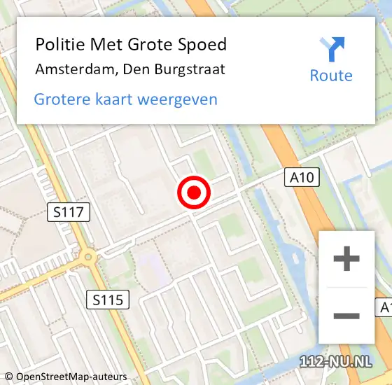 Locatie op kaart van de 112 melding: Politie Met Grote Spoed Naar Amsterdam, Den Burgstraat op 8 april 2025 13:49