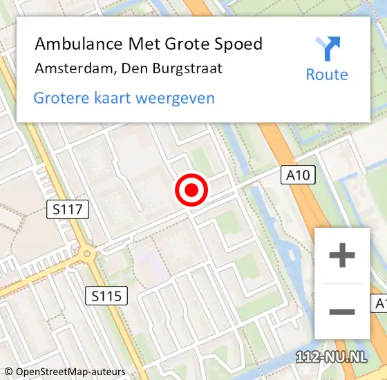 Locatie op kaart van de 112 melding: Ambulance Met Grote Spoed Naar Amsterdam, Den Burgstraat op 8 april 2025 13:52