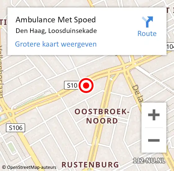 Locatie op kaart van de 112 melding: Ambulance Met Spoed Naar Den Haag, Loosduinsekade op 8 april 2025 13:55