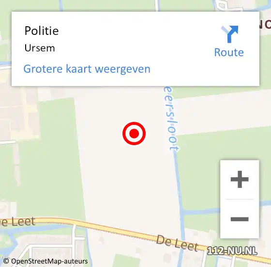 Locatie op kaart van de 112 melding: Politie Ursem op 12 november 2014 17:36