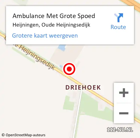 Locatie op kaart van de 112 melding: Ambulance Met Grote Spoed Naar Heijningen, Oude Heijningsedijk op 20 oktober 2013 21:38