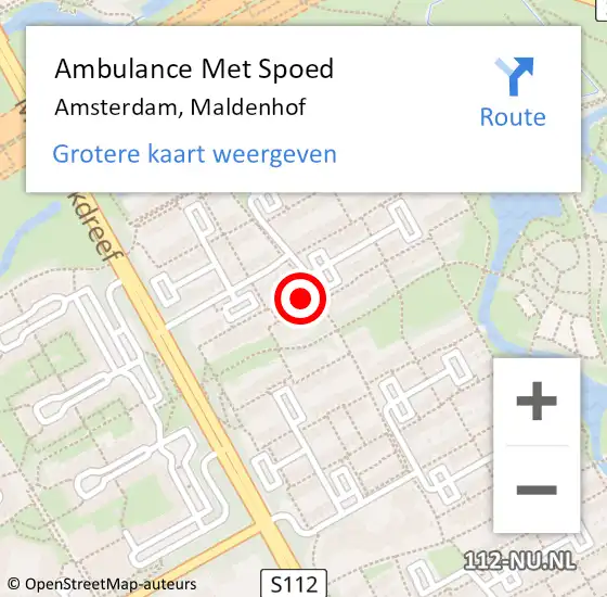 Locatie op kaart van de 112 melding: Ambulance Met Spoed Naar Amsterdam, Maldenhof op 8 april 2025 16:27