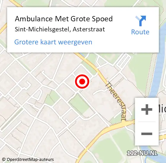 Locatie op kaart van de 112 melding: Ambulance Met Grote Spoed Naar Sint-Michielsgestel, Asterstraat op 12 november 2014 17:57