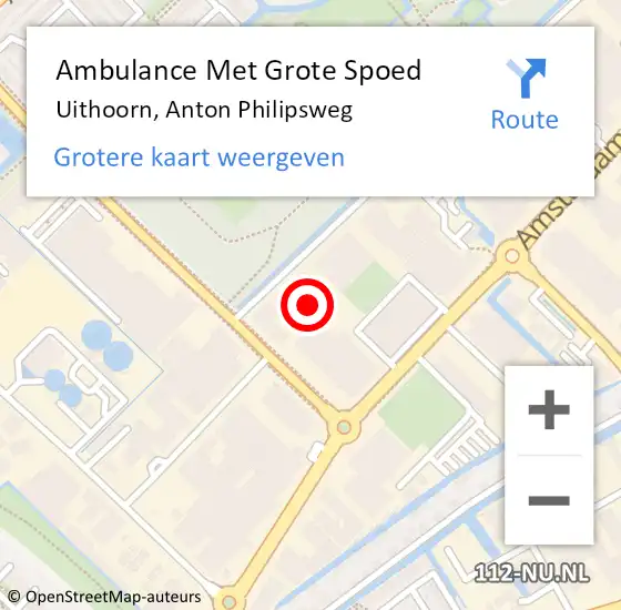 Locatie op kaart van de 112 melding: Ambulance Met Grote Spoed Naar Uithoorn, Anton Philipsweg op 8 april 2025 17:04
