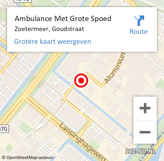 Locatie op kaart van de 112 melding: Ambulance Met Grote Spoed Naar Zoetermeer, Goudstraat op 8 april 2025 20:01