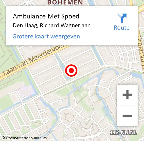 Locatie op kaart van de 112 melding: Ambulance Met Spoed Naar Den Haag, Richard Wagnerlaan op 8 april 2025 20:57