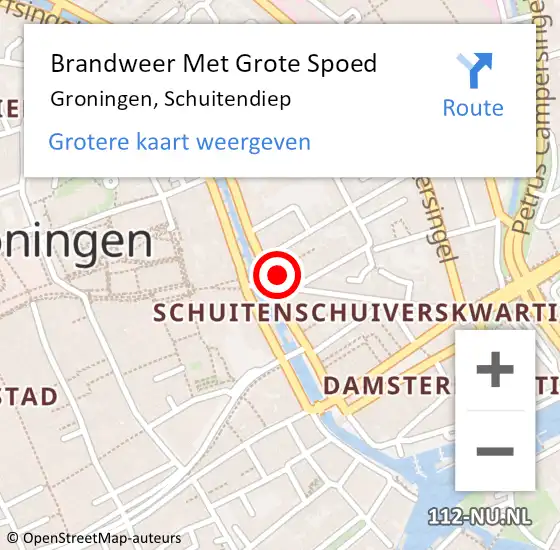Locatie op kaart van de 112 melding: Brandweer Met Grote Spoed Naar Groningen, Schuitendiep op 8 april 2025 22:32