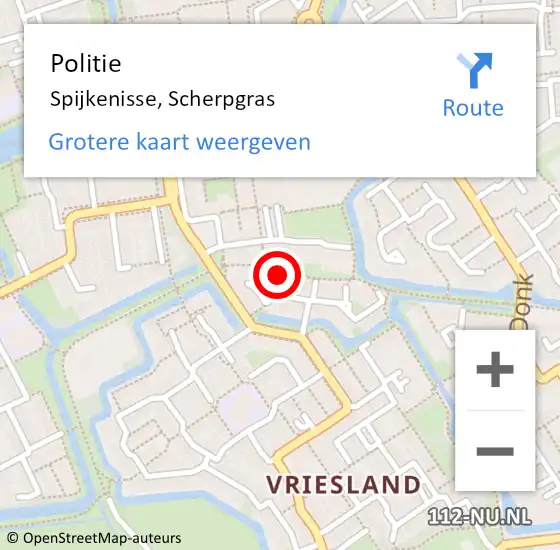 Locatie op kaart van de 112 melding: Politie Spijkenisse, Scherpgras op 8 april 2025 22:34