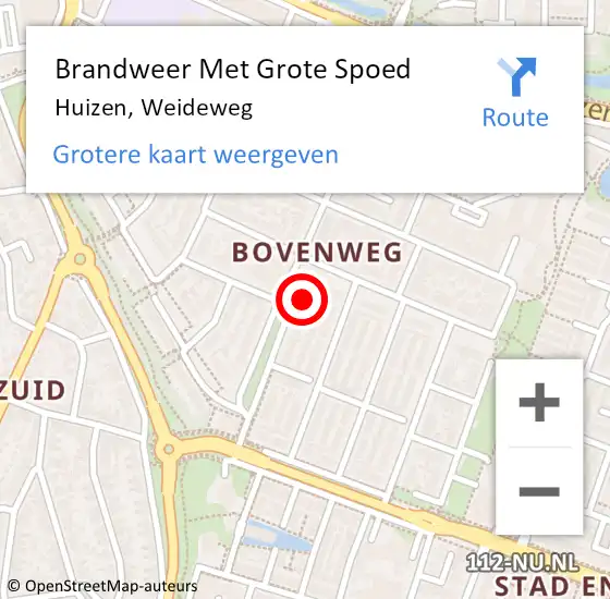 Locatie op kaart van de 112 melding: Brandweer Met Grote Spoed Naar Huizen, Weideweg op 12 november 2014 18:35