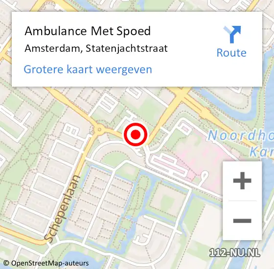 Locatie op kaart van de 112 melding: Ambulance Met Spoed Naar Amsterdam, Statenjachtstraat op 9 april 2025 02:03