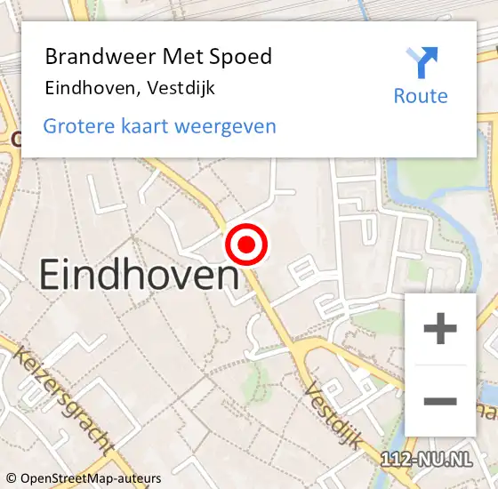 Locatie op kaart van de 112 melding: Brandweer Met Spoed Naar Eindhoven, Vestdijk op 9 april 2025 02:05