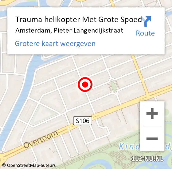 Locatie op kaart van de 112 melding: Trauma helikopter Met Grote Spoed Naar Amsterdam, Pieter Langendijkstraat op 9 april 2025 07:01