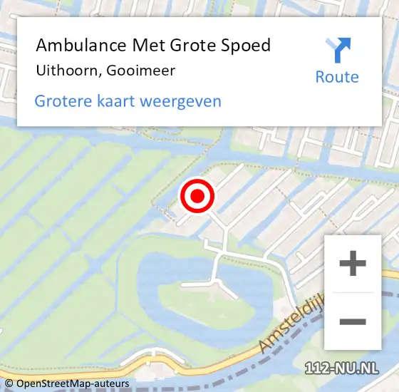 Locatie op kaart van de 112 melding: Ambulance Met Grote Spoed Naar Uithoorn, Gooimeer op 9 april 2025 07:08