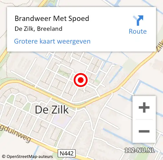 Locatie op kaart van de 112 melding: Brandweer Met Spoed Naar De Zilk, Breeland op 12 november 2014 18:49