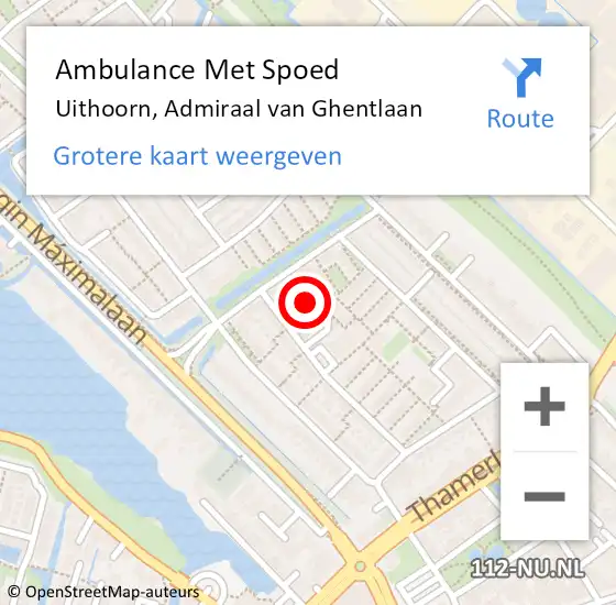 Locatie op kaart van de 112 melding: Ambulance Met Spoed Naar Uithoorn, Admiraal van Ghentlaan op 9 april 2025 08:40
