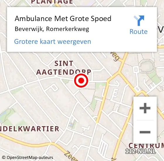 Locatie op kaart van de 112 melding: Ambulance Met Grote Spoed Naar Beverwijk, Romerkerkweg op 9 april 2025 08:53