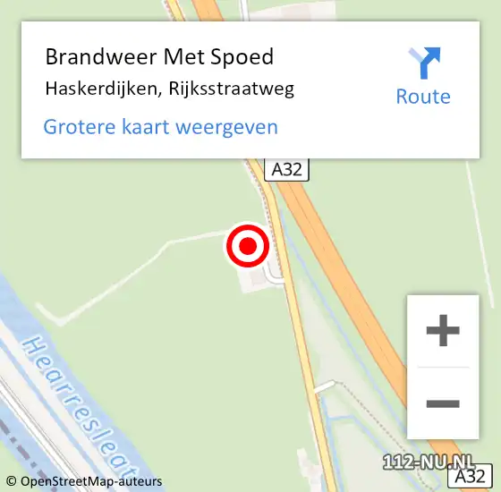 Locatie op kaart van de 112 melding: Brandweer Met Spoed Naar Haskerdijken, Rijksstraatweg op 12 november 2014 19:00