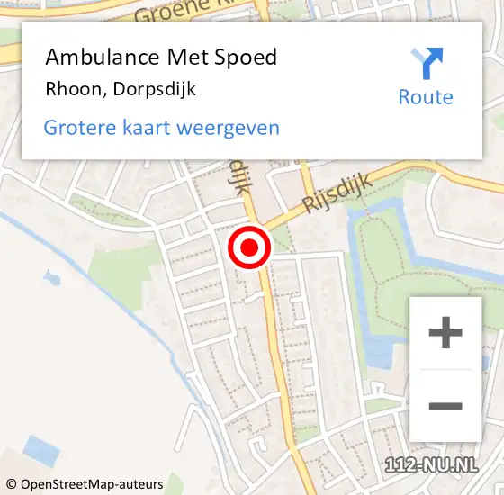 Locatie op kaart van de 112 melding: Ambulance Met Spoed Naar Rhoon, Dorpsdijk op 9 april 2025 09:27