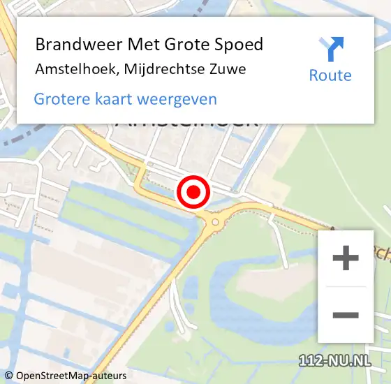 Locatie op kaart van de 112 melding: Brandweer Met Grote Spoed Naar Amstelhoek, Mijdrechtse Zuwe op 12 november 2014 19:09