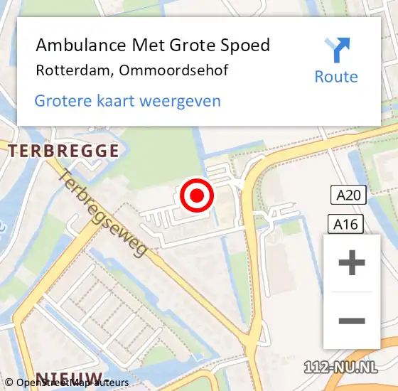Locatie op kaart van de 112 melding: Ambulance Met Grote Spoed Naar Rotterdam, Ommoordsehof op 9 april 2025 10:34