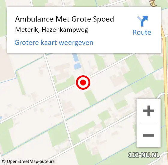 Locatie op kaart van de 112 melding: Ambulance Met Grote Spoed Naar Meterik, Hazenkampweg op 12 november 2014 19:11