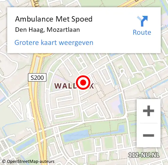 Locatie op kaart van de 112 melding: Ambulance Met Spoed Naar Den Haag, Mozartlaan op 9 april 2025 11:10