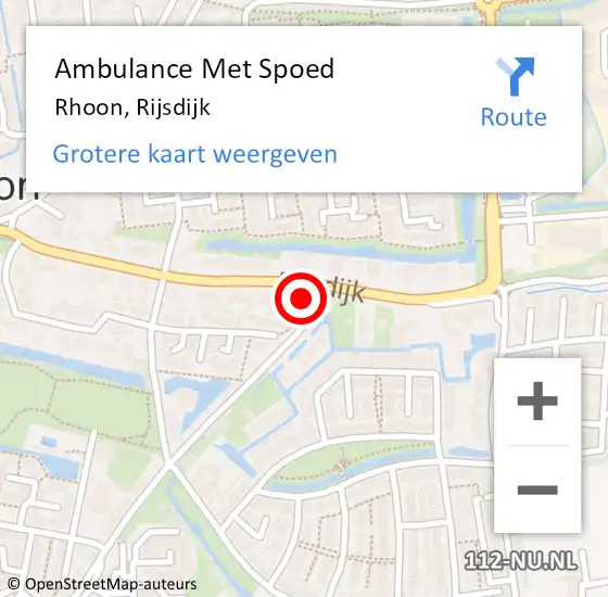 Locatie op kaart van de 112 melding: Ambulance Met Spoed Naar Rhoon, Rijsdijk op 9 april 2025 13:19