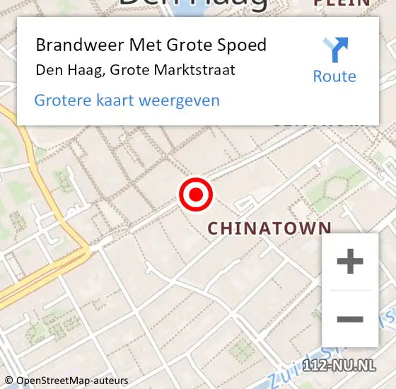 Locatie op kaart van de 112 melding: Brandweer Met Grote Spoed Naar Den Haag, Grote Marktstraat op 9 april 2025 14:23