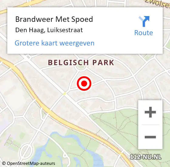 Locatie op kaart van de 112 melding: Brandweer Met Spoed Naar Den Haag, Luiksestraat op 9 april 2025 14:51