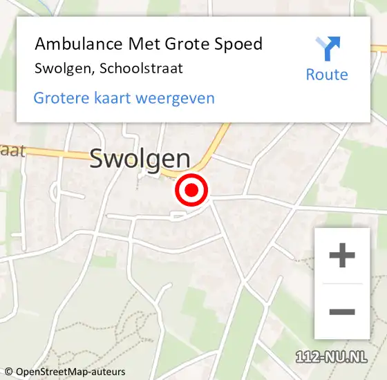 Locatie op kaart van de 112 melding: Ambulance Met Grote Spoed Naar Swolgen, Schoolstraat op 20 oktober 2013 22:05