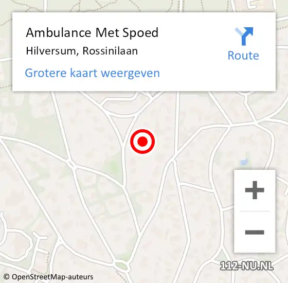 Locatie op kaart van de 112 melding: Ambulance Met Spoed Naar Hilversum, Rossinilaan op 12 november 2014 20:15