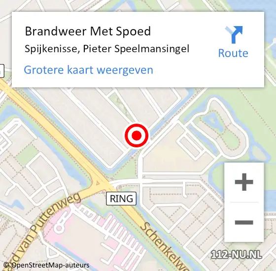 Locatie op kaart van de 112 melding: Brandweer Met Spoed Naar Spijkenisse, Pieter Speelmansingel op 9 april 2025 18:05