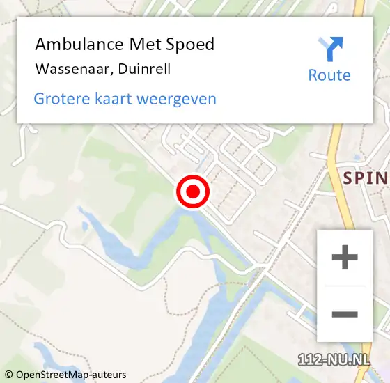 Locatie op kaart van de 112 melding: Ambulance Met Spoed Naar Wassenaar, Duinrell op 9 april 2025 18:12