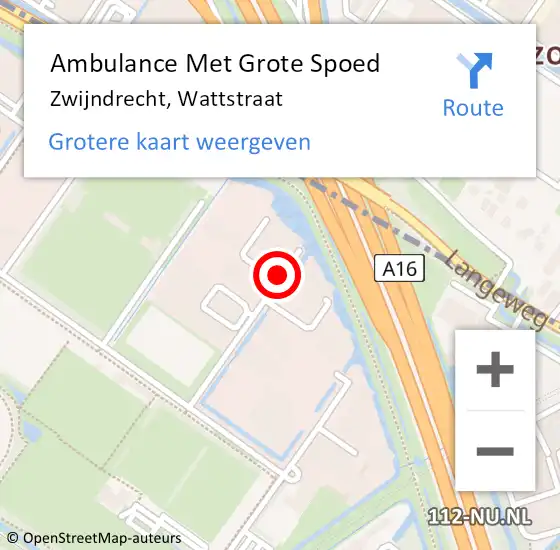 Locatie op kaart van de 112 melding: Ambulance Met Grote Spoed Naar Zwijndrecht, Wattstraat op 12 november 2014 20:54