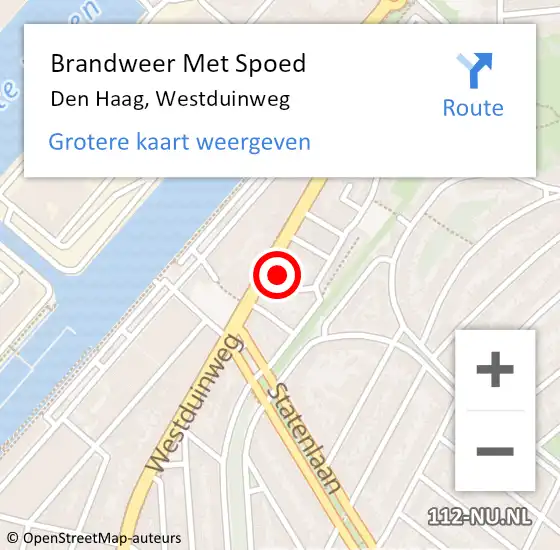 Locatie op kaart van de 112 melding: Brandweer Met Spoed Naar Den Haag, Westduinweg op 9 april 2025 20:45