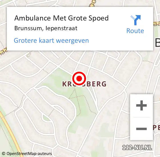 Locatie op kaart van de 112 melding: Ambulance Met Grote Spoed Naar Brunssum, Iepenstraat op 12 november 2014 21:09