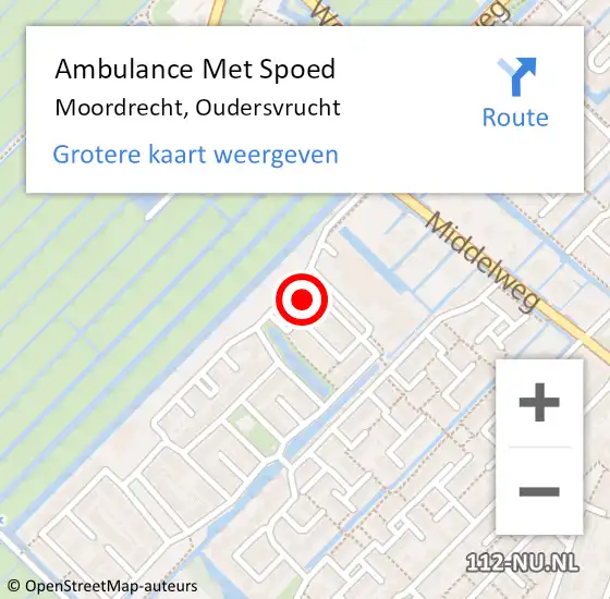 Locatie op kaart van de 112 melding: Ambulance Met Spoed Naar Moordrecht, Oudersvrucht op 9 april 2025 21:32