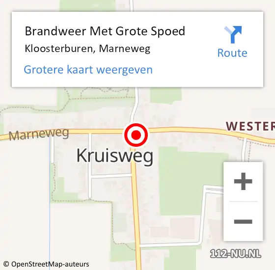 Locatie op kaart van de 112 melding: Brandweer Met Grote Spoed Naar Kloosterburen, Marneweg op 9 april 2025 21:40