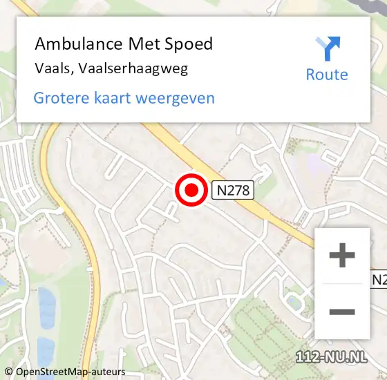 Locatie op kaart van de 112 melding: Ambulance Met Spoed Naar Vaals, Vaalserhaagweg op 12 november 2014 21:19