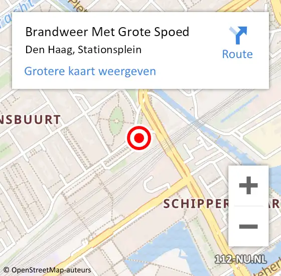 Locatie op kaart van de 112 melding: Brandweer Met Grote Spoed Naar Den Haag, Stationsplein op 9 april 2025 22:10