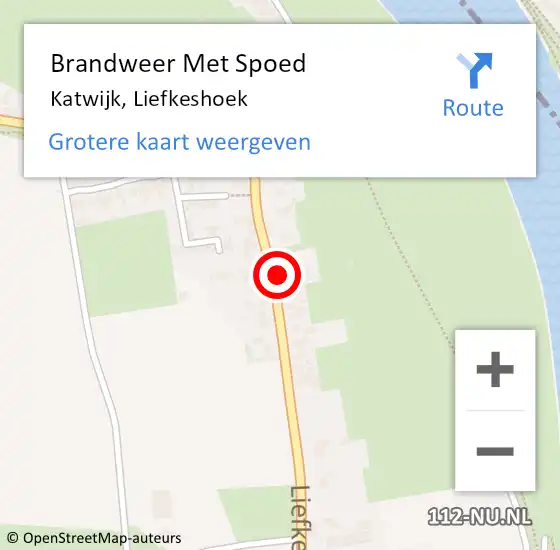 Locatie op kaart van de 112 melding: Brandweer Met Spoed Naar Katwijk, Liefkeshoek op 10 april 2025 00:02