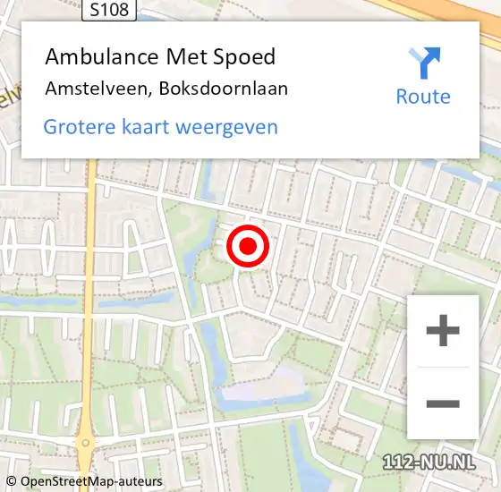 Locatie op kaart van de 112 melding: Ambulance Met Spoed Naar Amstelveen, Boksdoornlaan op 10 april 2025 00:03